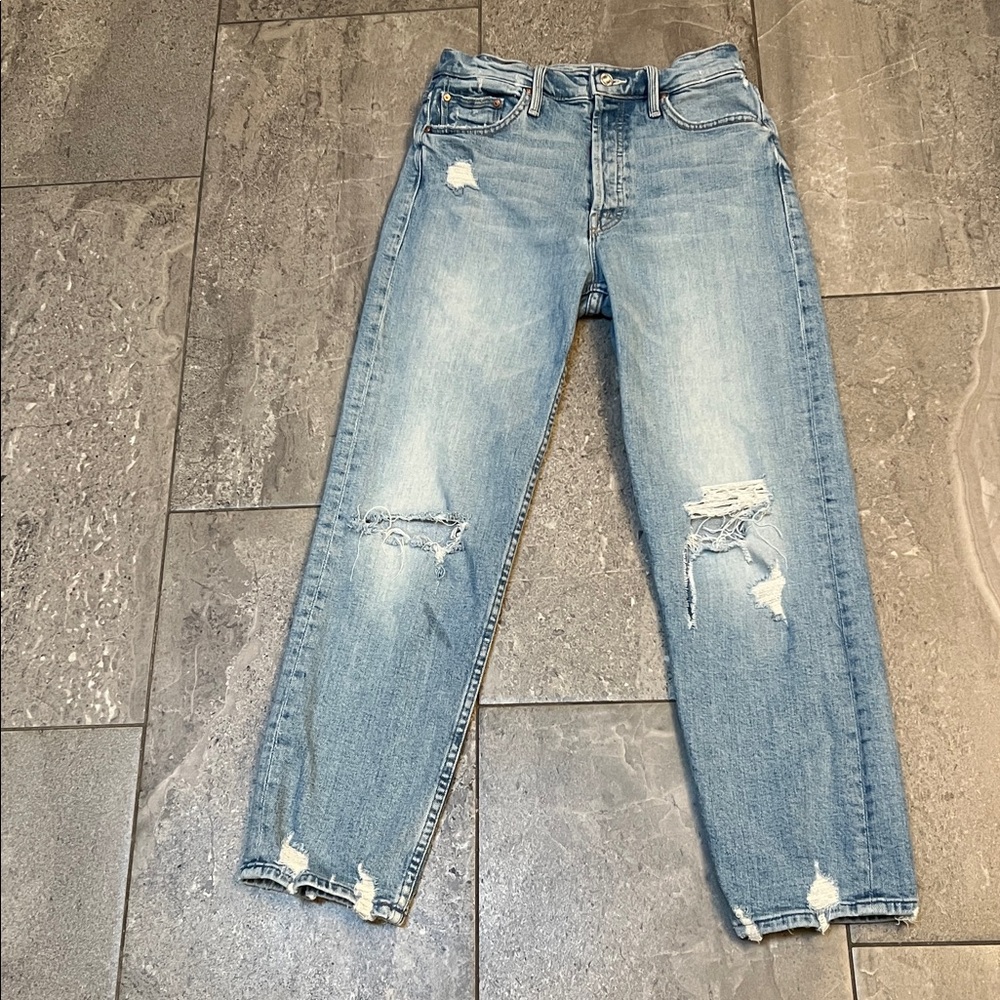 MOTHER SUPERIOR Denim - The Tomcat in The Confession Distressed Straight Leg